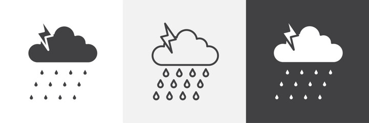 Thunderstorm vector icons collection graphic designs for ui designs