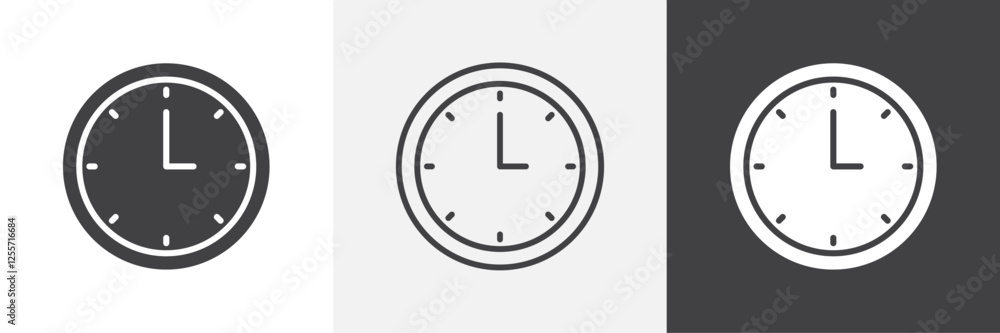 Poster time clock vector icons collection graphic designs for ui designs