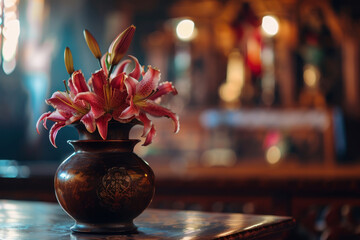 Beautiful vase with lilies for a special occasion
