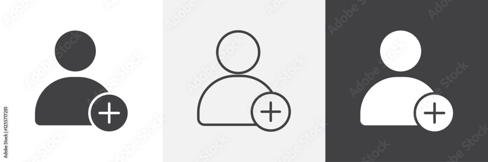 Poster user add vector icons collection graphic designs for ui designs