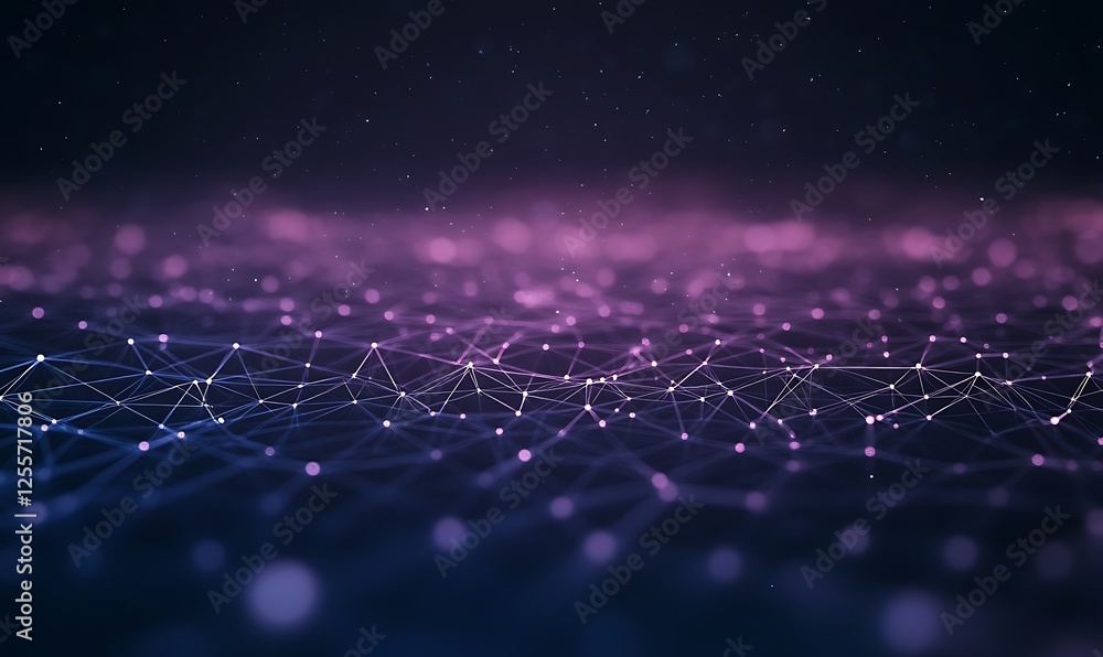 Poster a vibrant digital network with glowing nodes and connections, set against a dark, cosmic background,