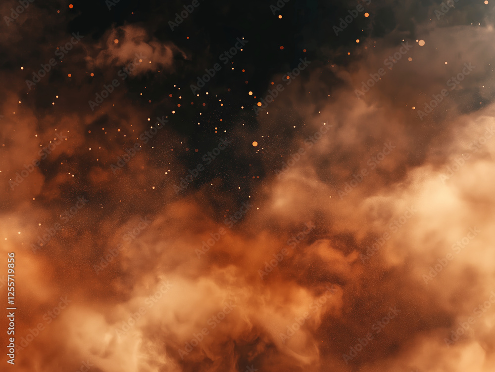 Wall mural abstract cosmic nebula with glowing dust and floating particles in deep space