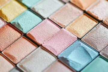 Fototapeta premium A close-up view of a vibrant palette of eyeshadows, perfect for beauty and cosmetics uses