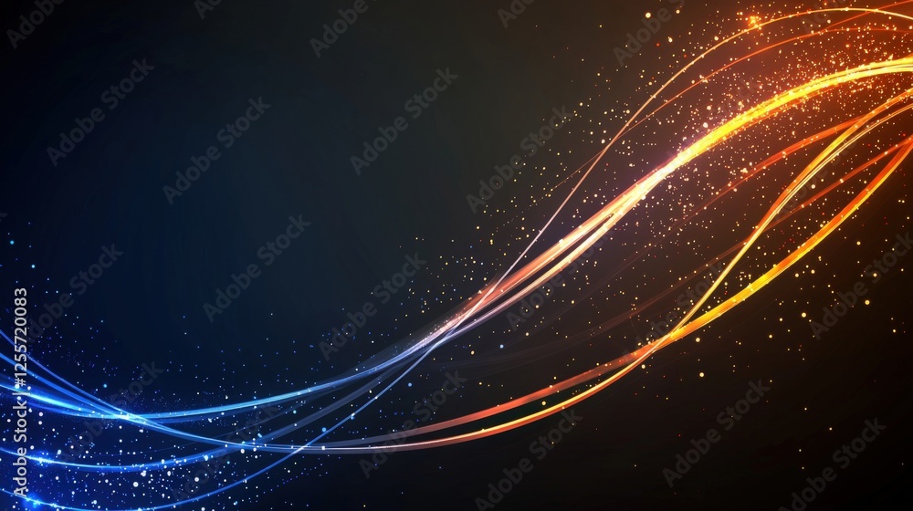 Poster dynamic light waves captured in abstract art studio digital design dark background close-up visual e