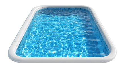 Clean swimming pool with clear blue water, isolated on transparent cutout background