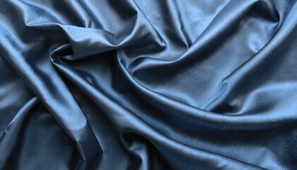 Fototapeta premium smooth, luxurious, dark blue satin fabric with gentle folds, creating a soft, elegant texture.