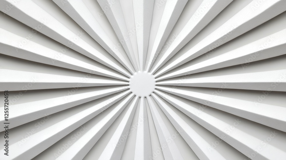 Poster abstract radial pattern, textured in light gray, creating a three dimensional effect. lines radiate 