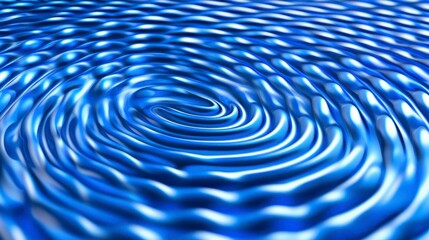 Abstract swirling blue liquid, ripple effect, concentric circles, vibrant deep blue, glossy texture, liquid motion, dynamic design, close up view