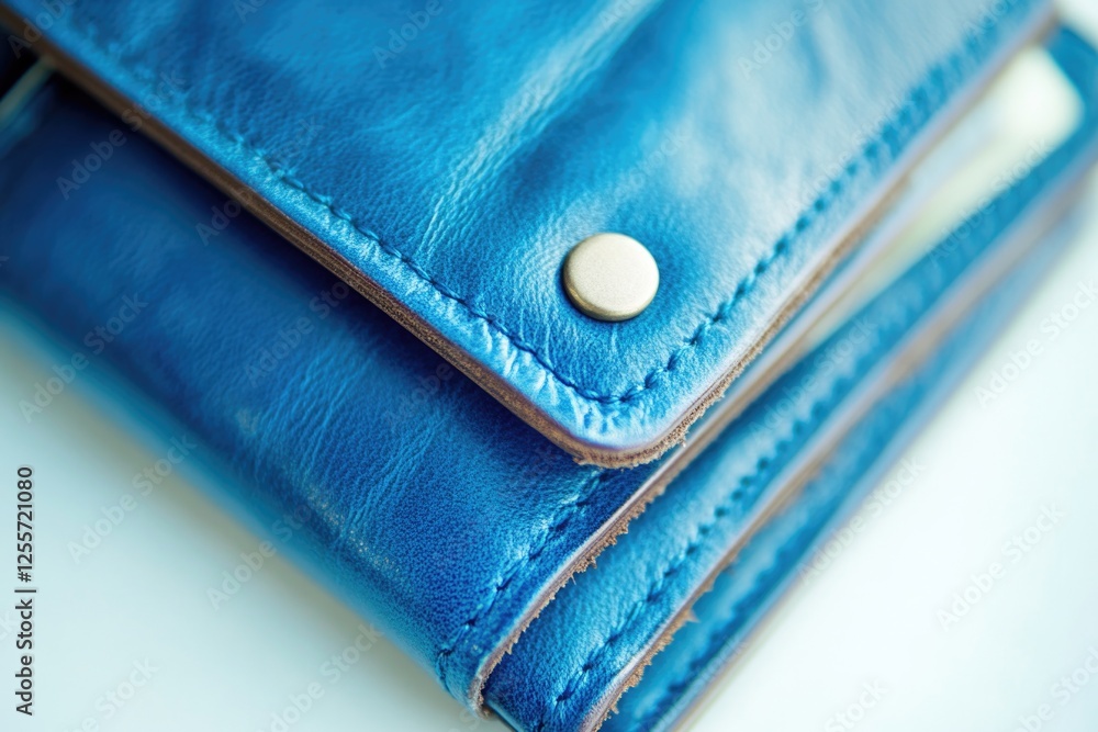 Poster a detailed view of a wallet with a functional button, suitable for use in illustrations about everyd