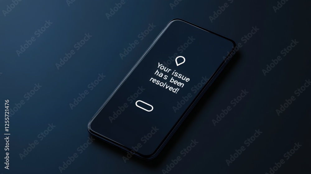 Poster Smartphone Notification About Issue Resolution on Dark Background