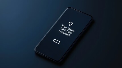Smartphone Notification About Issue Resolution on Dark Background