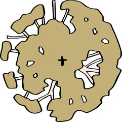 decoration hand drawn cartoon top view of tree illustration for landscape and architecture design.