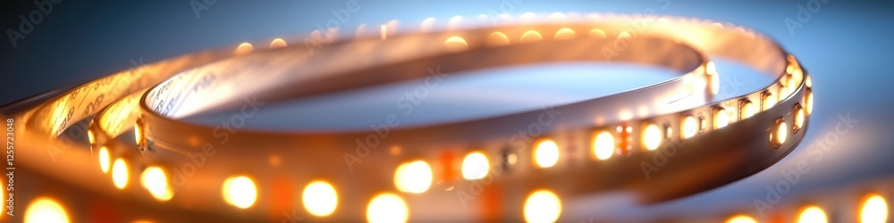 Poster a close-up view of a ring-shaped light fixture, with multiple lights arranged in a circular pattern