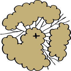 decoration hand drawn cartoon top view of tree illustration for landscape and architecture design.