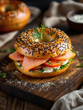 Indulge in a Gourmet Bagel topped with Fresh, Wholesome Ingredients and a Creamy Spread