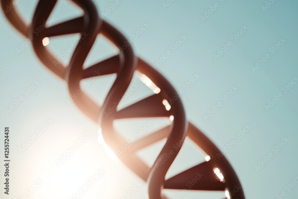 Poster creative representation of dna helix structure with sunlight in the background showcasing the concep