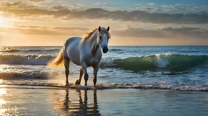 horse on the beach made with ai