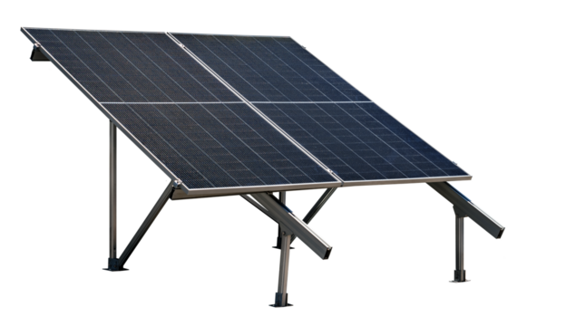 Cutout solar panel with mounting structure