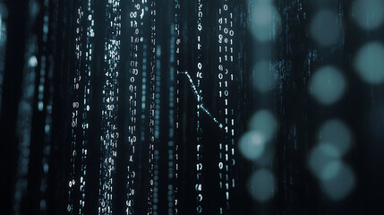 Digital rain, binary code, abstract background, data stream