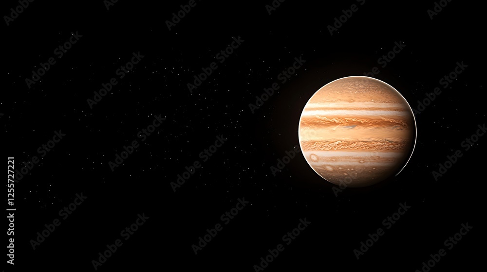 Poster a stunning view of jupiter, the largest planet in our solar system, showcasing its distinctive bands