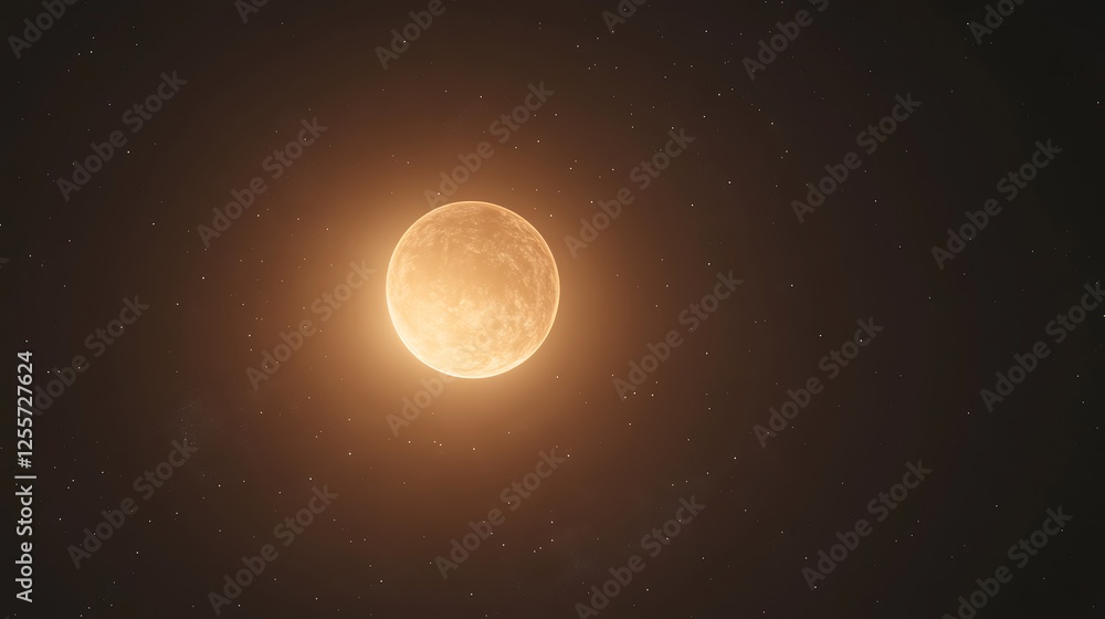Aufkleber a luminous golden moon surrounded by a dark sky, creating a serene and enchanting celestial scene.
