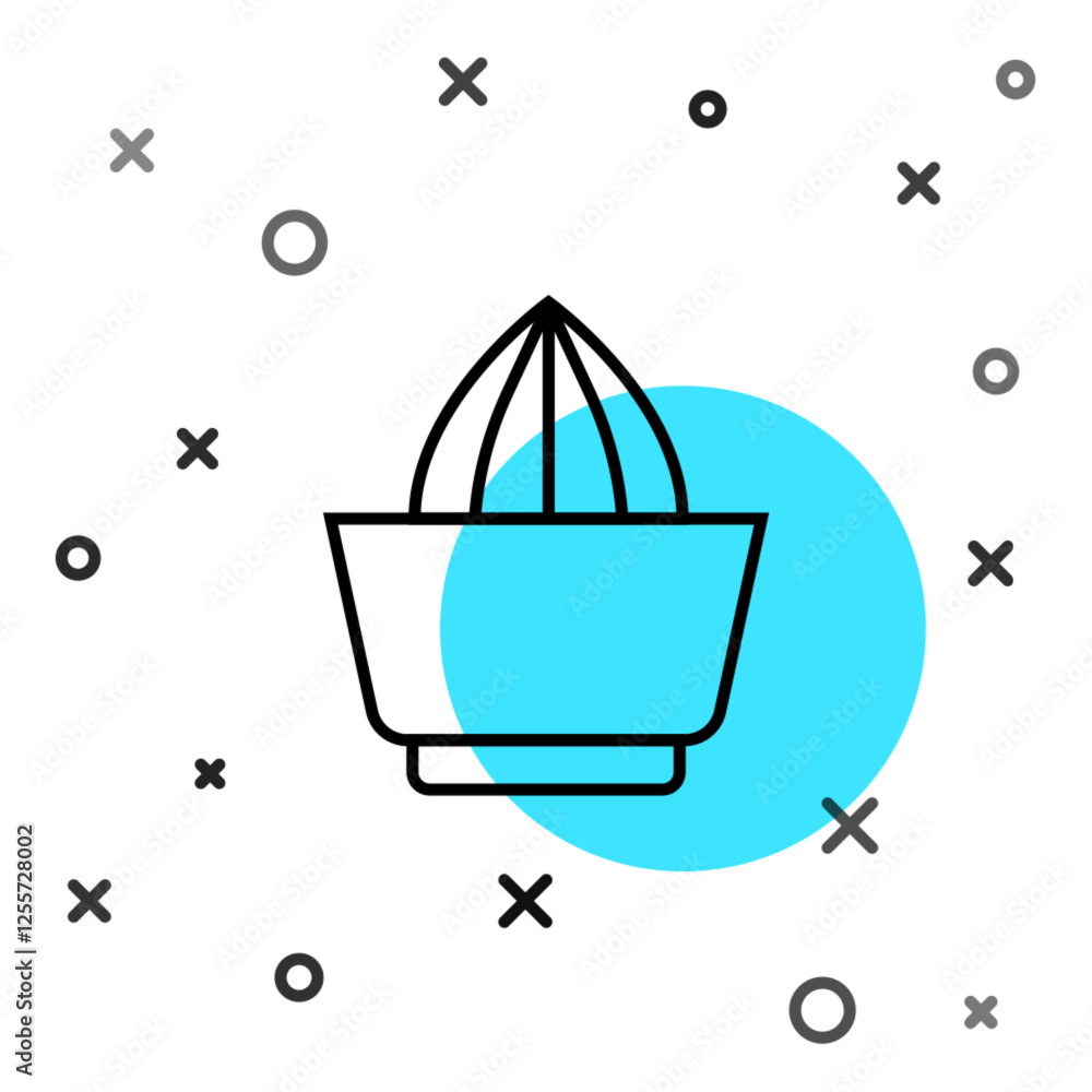 Aufkleber black line citrus fruit juicer icon isolated on white background. random dynamic shapes. vector