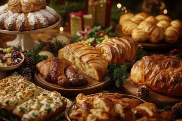 A variety of pastries on a table top, perfect for bakery or cafe settings