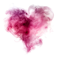 Fototapeta premium Pink smoke in heart shape, Fiery Heart in Motion, isolated on a transparent background