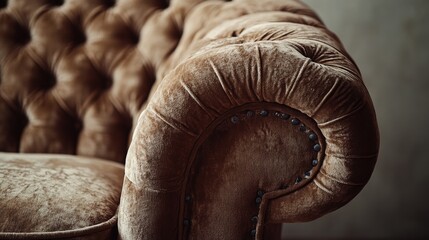 A close-up shot of a couch with a buttoned back