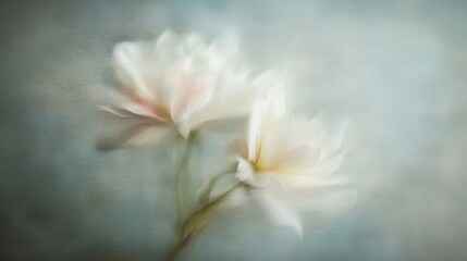 Fototapeta premium A blurred, soft-focus photograph of a white rose, set against a neutral backdrop with room for elegant text.