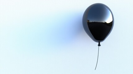 Obraz premium Single Black Balloon Floating Against a Subtle Textured Background with Soft Shadows