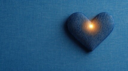 Fototapeta premium Glowing Heart-Shaped Denim Patch on a Blue Textured Background