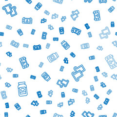 Set line Jam jar, Bread toast and Portable video game console on seamless pattern. Vector