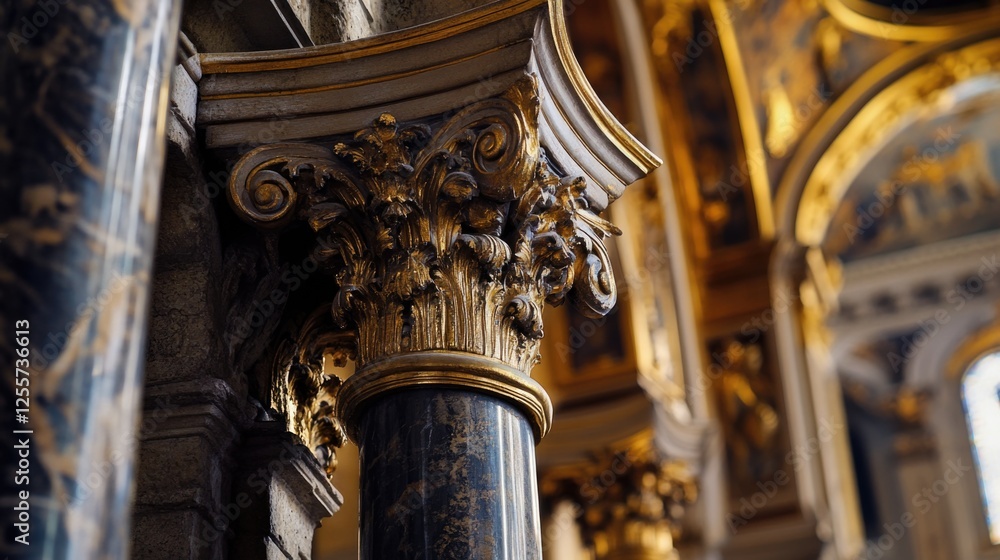 Poster a close-up view of a pillar in a building, suitable for use in architectural or interior design cont