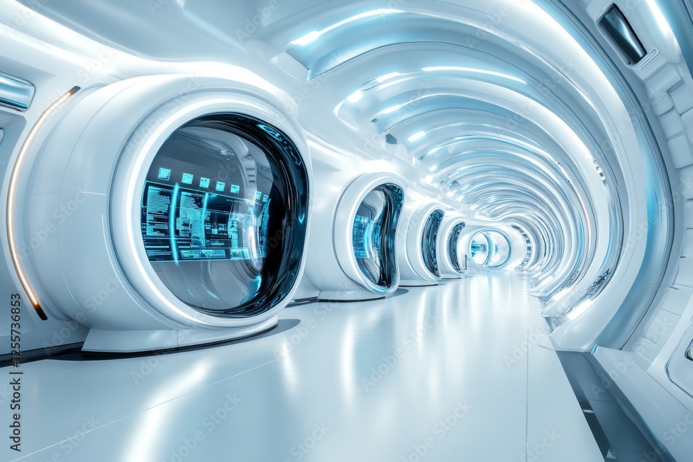 Poster A futuristic space station mission control where astronauts monitor the outcome of a deep-space experiment