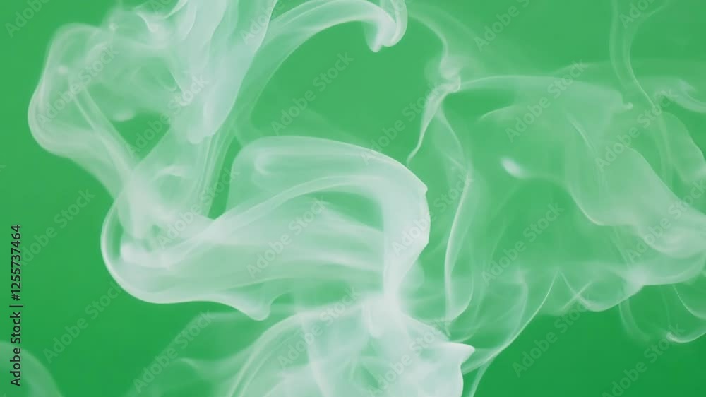 Poster soft frothy tendrils of gas undulating with a sense of fluid motion. green screen chromakey