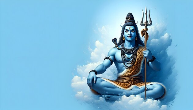 Happy maha shivratri Lord shiva portrait design poster background
