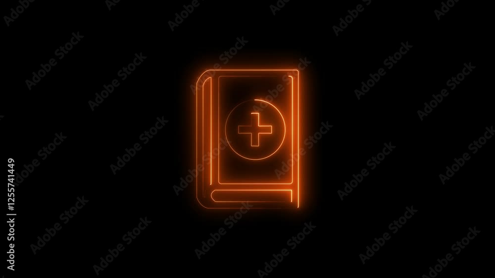 Poster glowing neon add sheet icon animation.simple thin line, outline animation of web icons for ui and ux