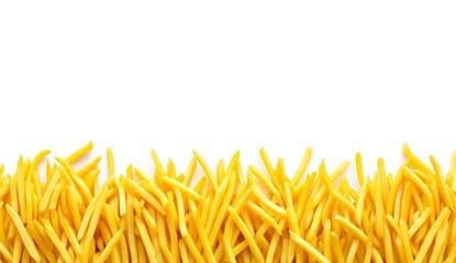 Golden French Fries Border: A vibrant border of golden, crispy french fries arranged against a clean background, perfect for menus, food blogs, or restaurant promotions.