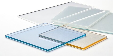 Translucent plexiglas and light interaction on a white background, light, geometric, modern art, translucent, plexiglas