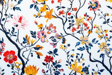 A vibrant floral arrangement adorns a wall, perfect for events or home decor