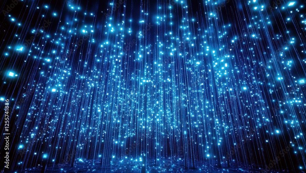 Aufkleber a stunning display of blue particles and light strands creating a dreamlike atmosphere in a dark sur