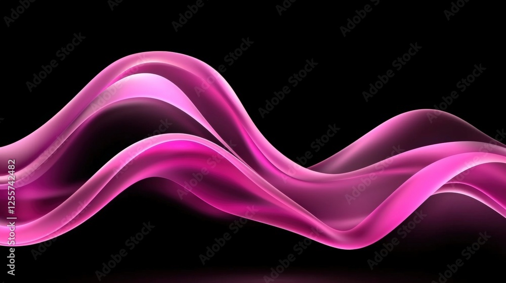 Poster dynamic pink wave patterns abstract art digital graphics studio environment close-up view fluid crea