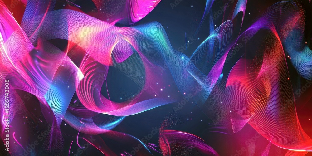 Poster vibrant abstract background with colorful waves and light effects for creative design and art projec