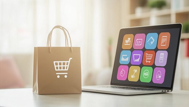 Online Shopping: Conveniently Buy Products from Home Using Laptop, Enjoy Secure Transactions, Quick Delivery