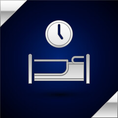 Silver Time to sleep icon isolated on dark blue background. Vector