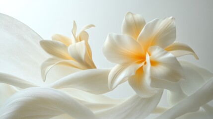 Delicate White Flowers on Soft Fabric