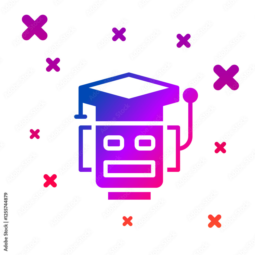 Poster color robot icon isolated on white background. artificial intelligence, machine learning, cloud comp