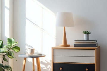 Bright room with side tables and soft light.