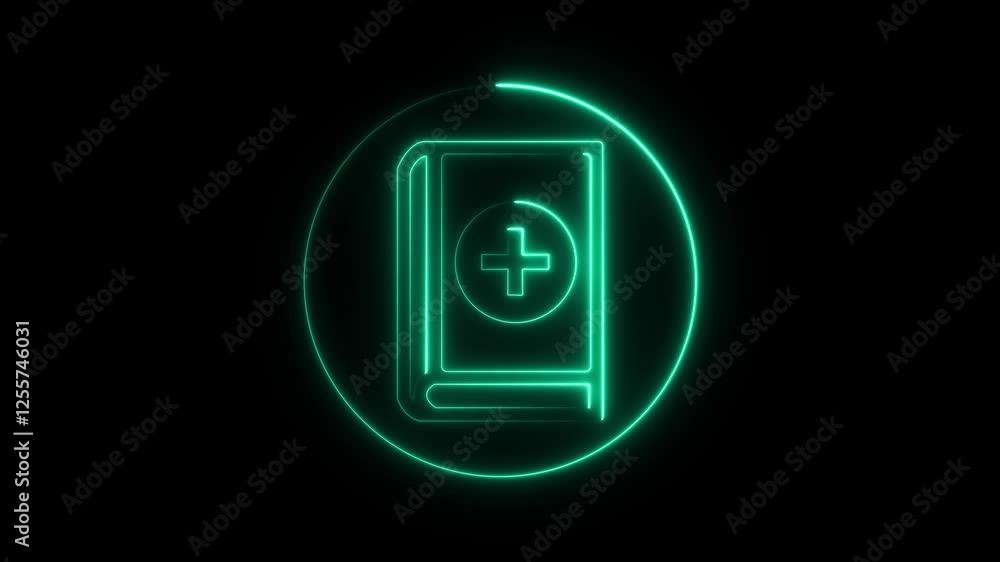 Poster glowing neon add sheet icon animation.simple thin line, outline animation of web icons for ui and ux